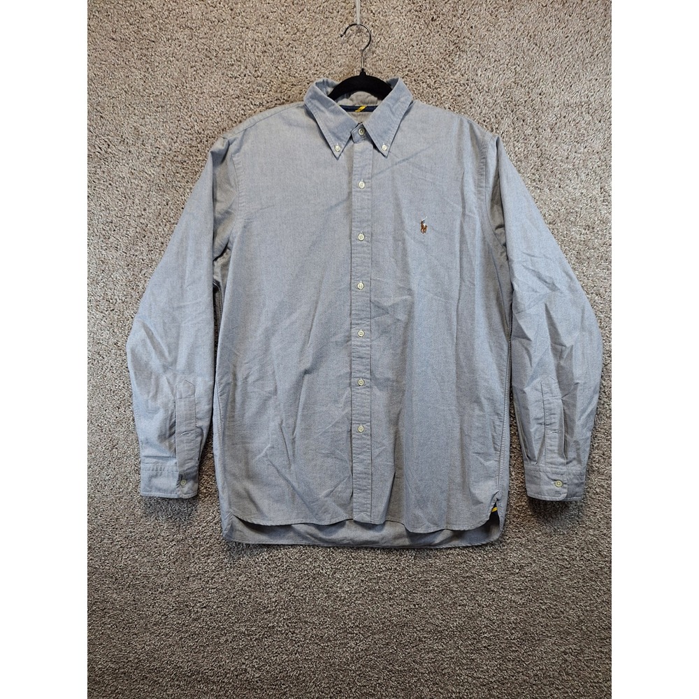 Ralph Lauren Button Down Shirt Mens L Gray Long Sleeve Classic Business Casual